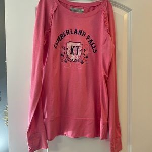 long sleeved, pink chmberland falls shirt